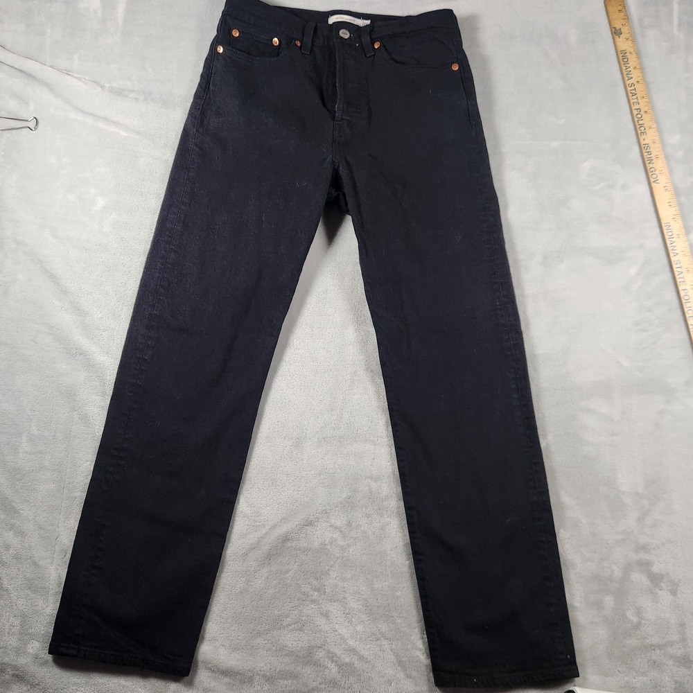 Levi's Wedgie Straight Black Denim Jeans Womens Size 27 High Rise Button Fly